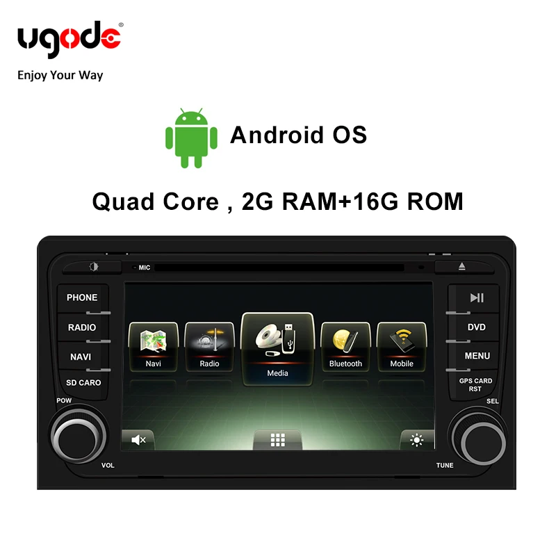 

Ugode Android OS Car DVD Multimedia Player GPS Navigation Screen Monitor Bluetooth For Audi A3 Screen Changer (2006-2013)