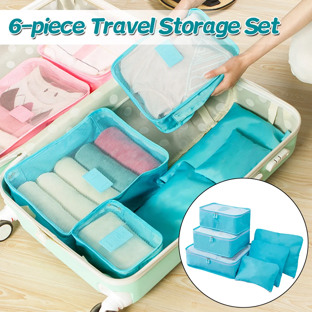 

6Pcs/Set Hot Selling 6Pcs Travel Clothes Storage Waterproof Bags Portable Luggage Organizer Underwear Clothes Accessories