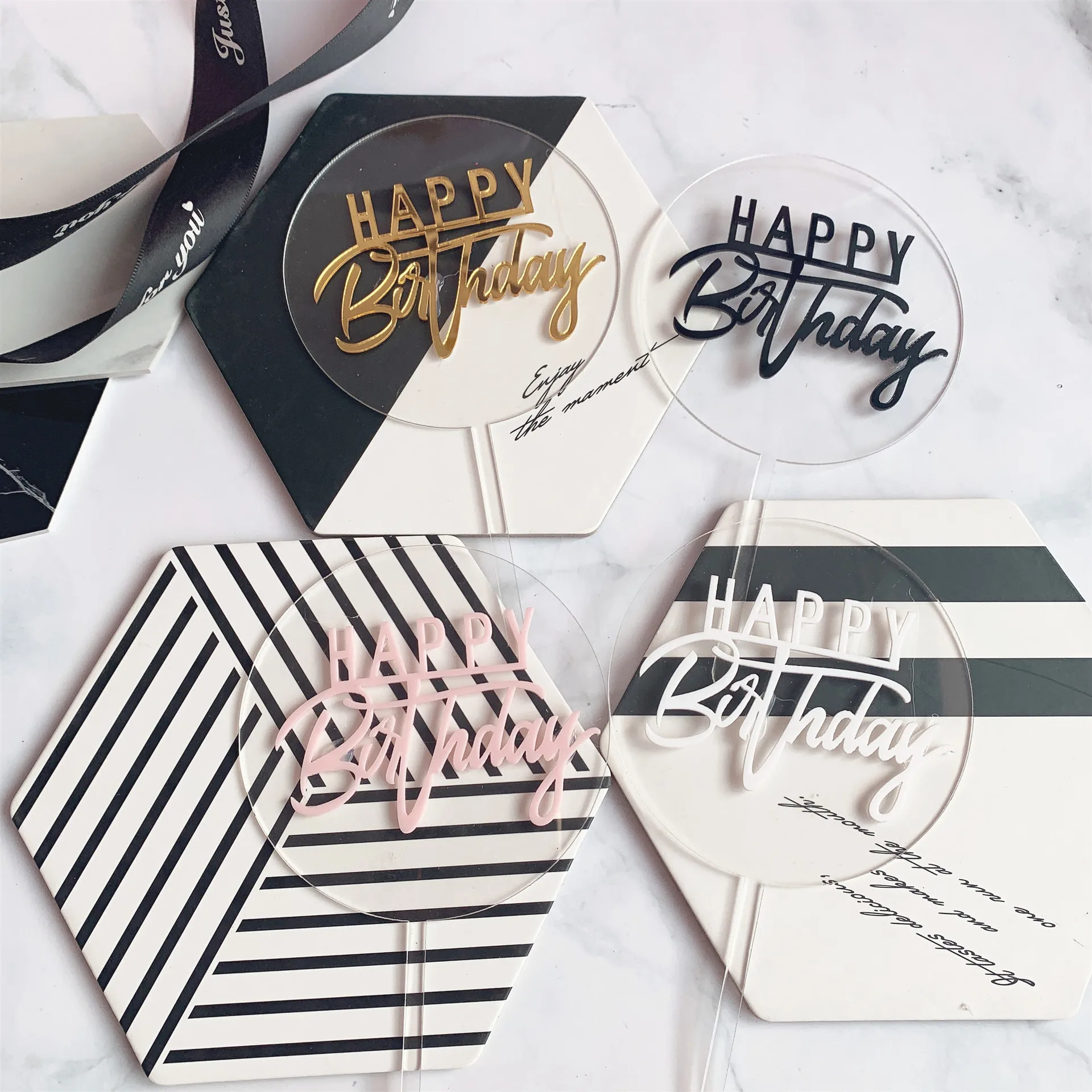 Новый прозрачный день рождения торт фигурки жениха и невесты Выпечки десертов