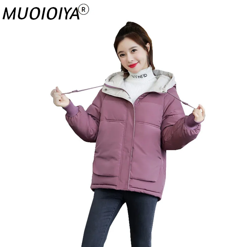 

Women Winter Coat Down Cotton Thickened Bread Clothes Ladies Elegant Hooded Jacket Fashion Female Plus Size Loose Coats OK1038