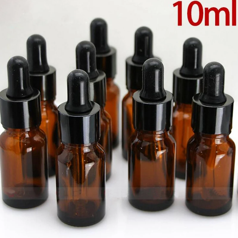 

Empty Amber Dropper Bottle 10ml Glass E Liquid Bottles With Gold Black Caps Pipette Dropper For Essential Oils