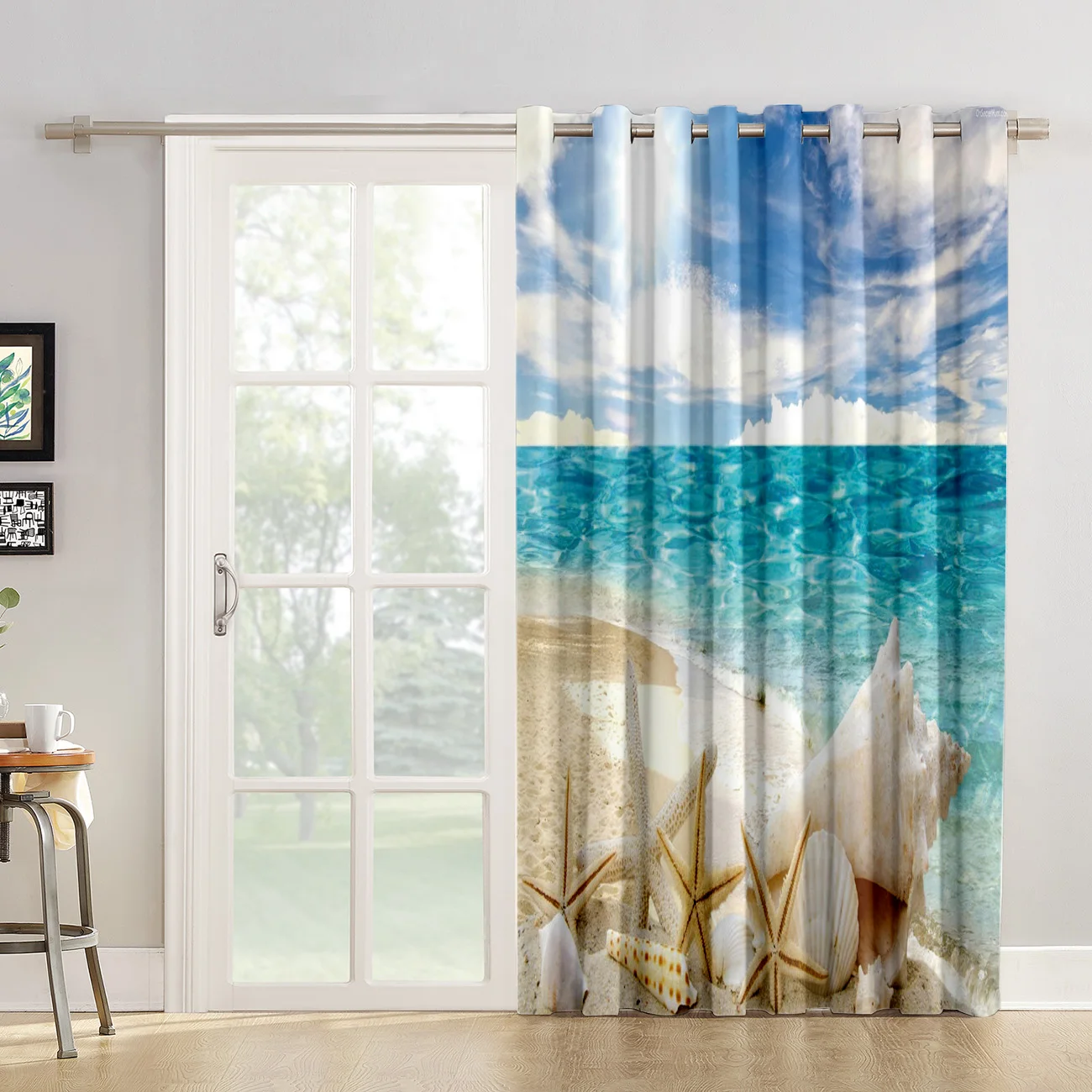 Солнечный пляж Ракушки Морская звезда оконные занавески балдахин Гостиная Декор