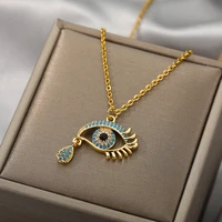 zircon animal evil eye necklaces for women stainless steel color turkish eye crystal necklace christmas jewelry gift 2021
