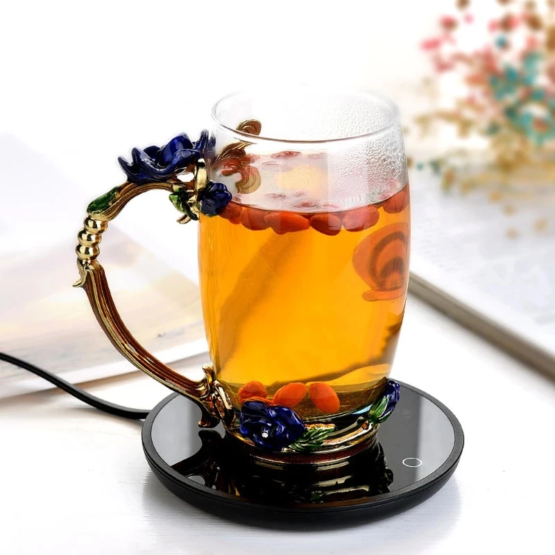 New Coffee Mug Cup Warmer For Home Office Milk Tea Water Heating Pad 2 Constant-Temperatures Optional Auto-Off |