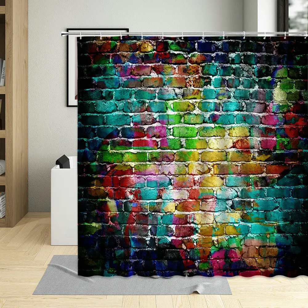 Ретро Ностальгия Lmitation кирпичный узор цветной Кирпич печать ванная комната