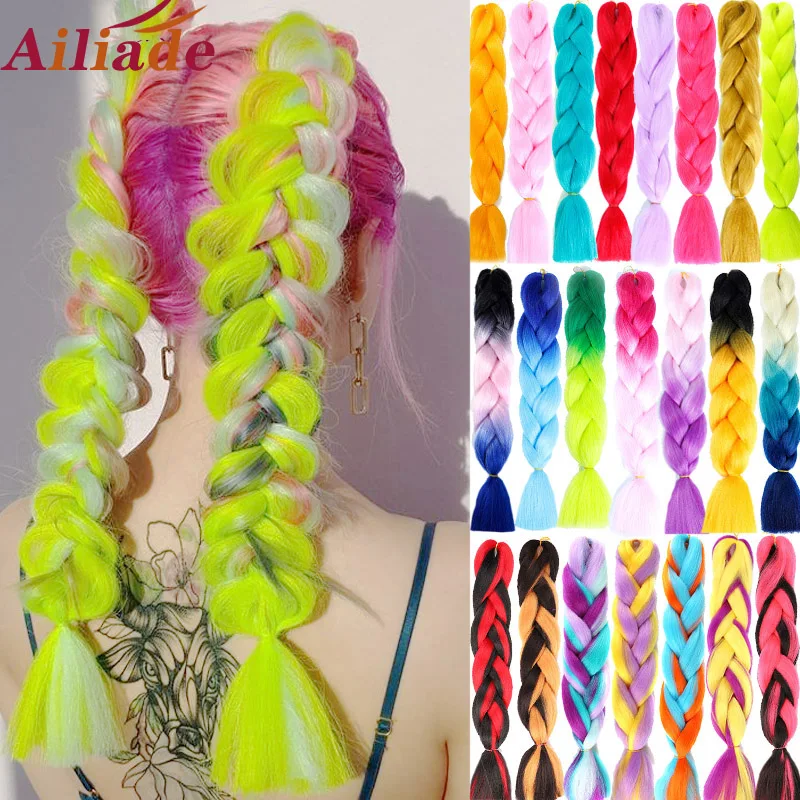 AILIADE 100 г Ombre Джамбо косички для плетения разноцветные синтетические волосы