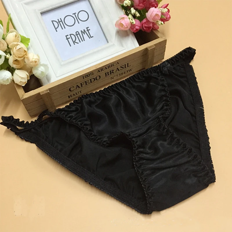 Трусы женские атласные шелковые пикантное бесшовное нижнее белье размера плюс