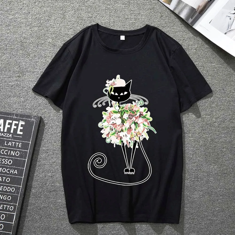 

Men's and Women's T-shirt Short-sleeved Black Trend Printing Series Street Commuter All-match Soft and Breathable Top