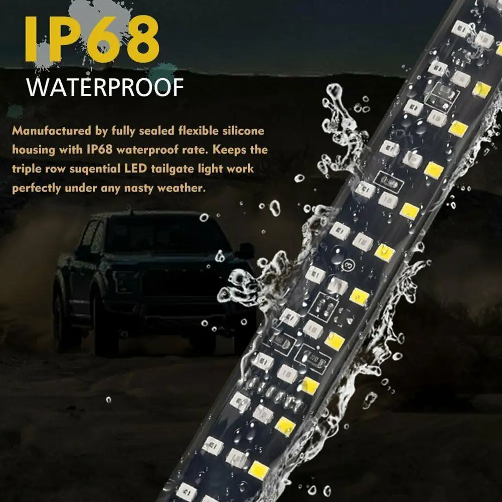 

60" 3 Row 432 LED Brake Backup Tail Gate Light Bar Hazard Sequential Signal Turn Y4A1