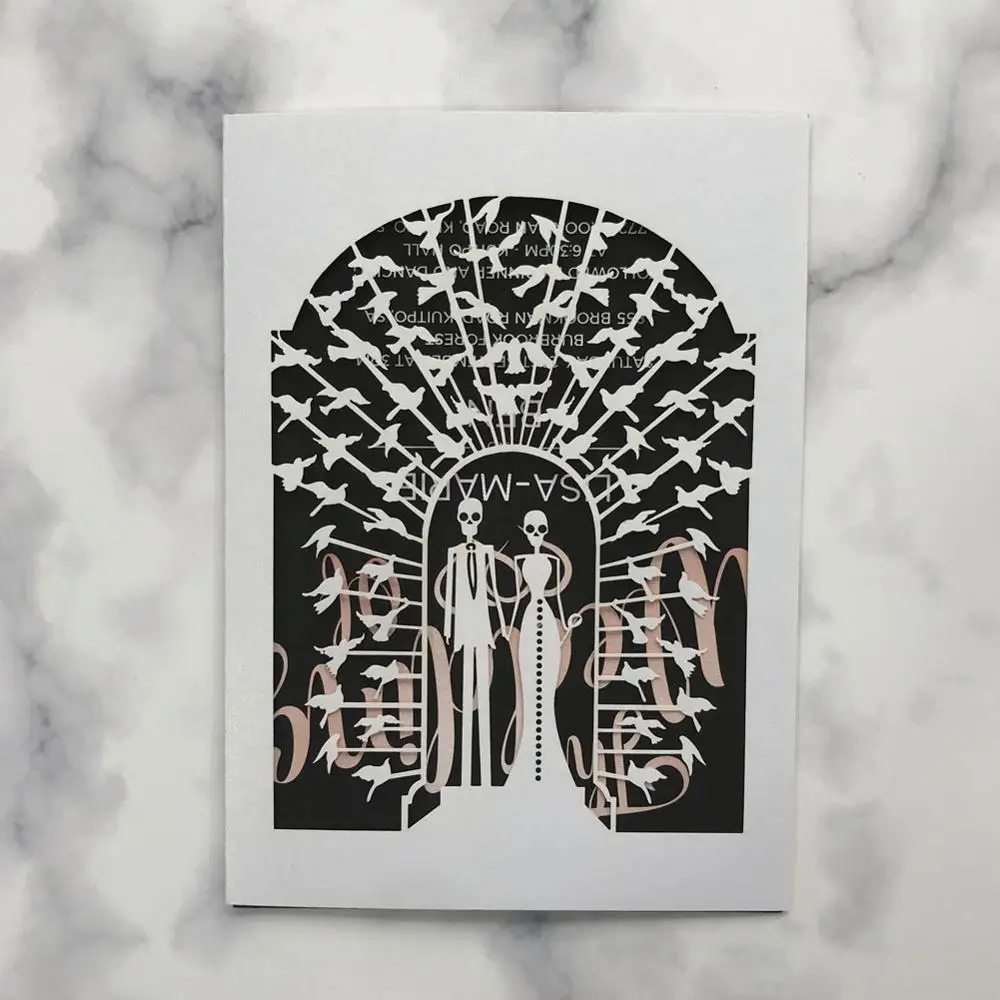 

30pcs / lot Evil Spirits Wedding Invitation Card Halloween Festival Fancy Dress Party Invitation Card Kit With Hollow Laser Cut