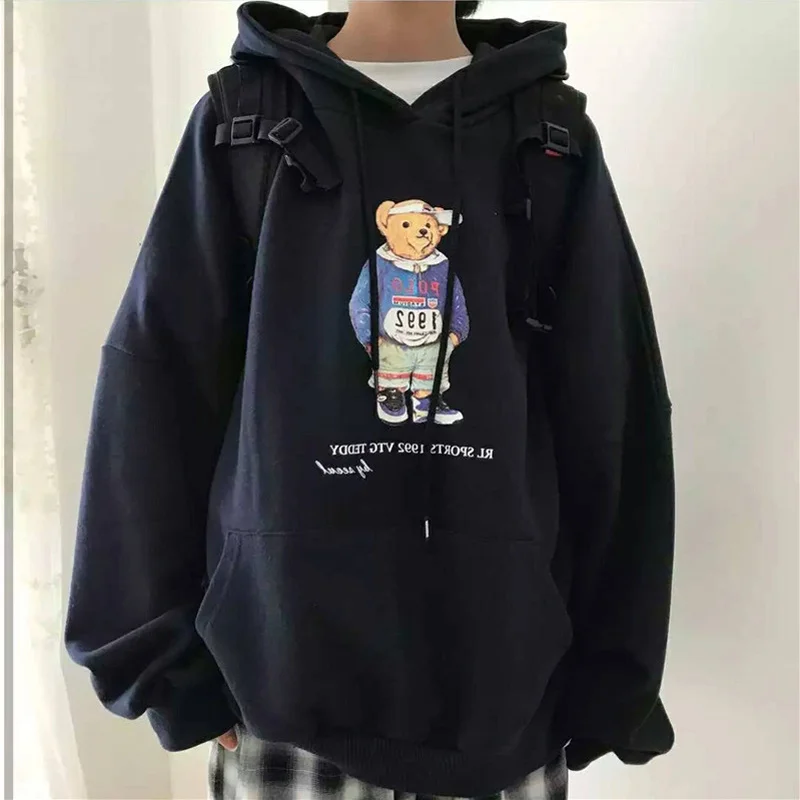 

Hooded Sweater Women's Autumn and Winter Fleece-lined Thickened Korean Style Loose and Lazy Style Bf Long Sleeve Student Kio