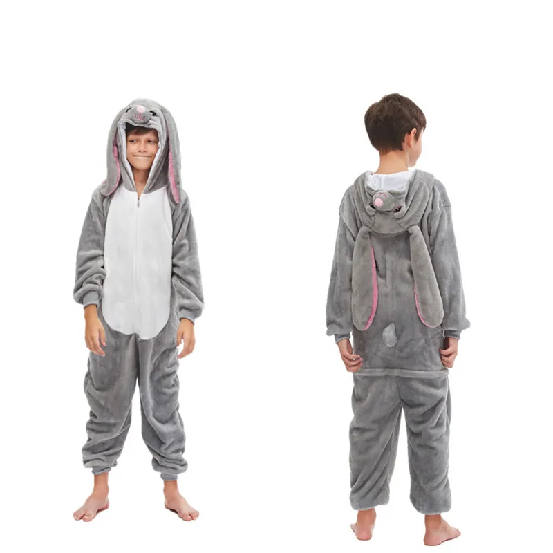 Детский комбинезон с капюшоном в виде животных Костюм кигуруми фланелевый