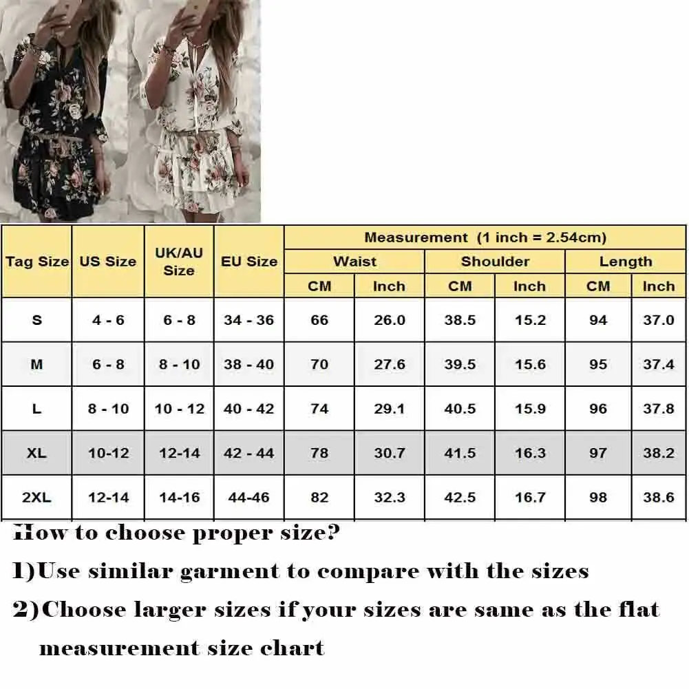 

NEW Vintage Women's Wrap Summer V-Neck Boho Floral Print Dress Elegant Ladies Holiday Beach Mini Sundress Plus Size