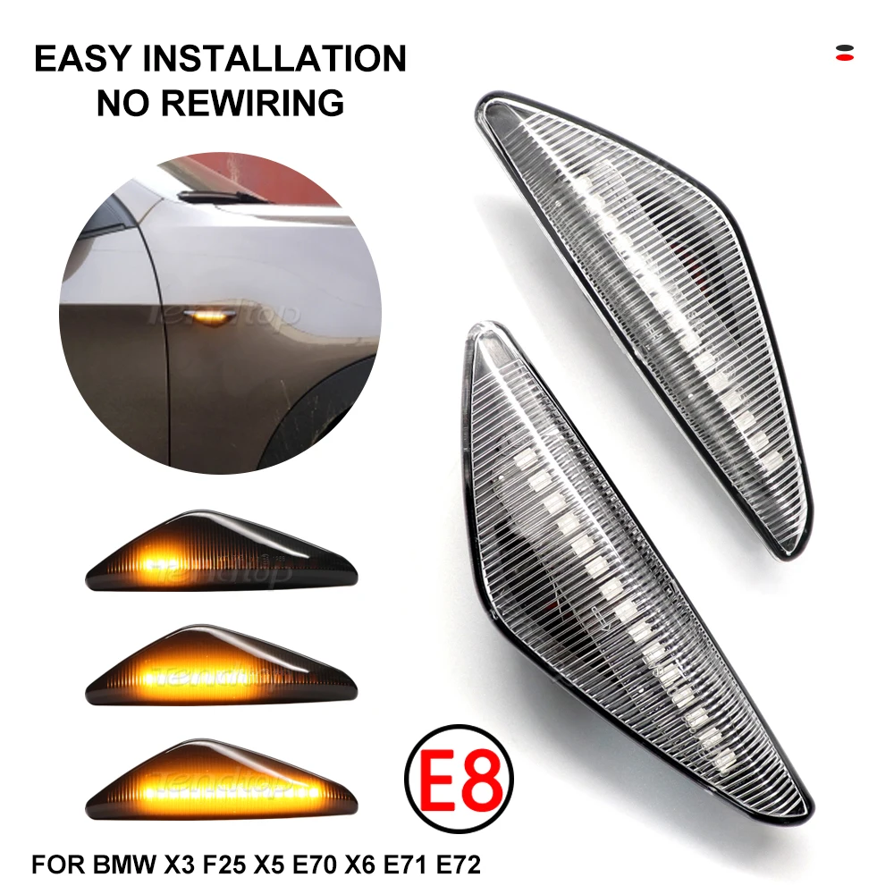 

2pcs LED Dynamic Turn Signal Lights For Car For BMW X3 F25 2011 2012 2013 2014 2015 2016 2017 X5 E70 X6 E71 E72 Cornering Lamp