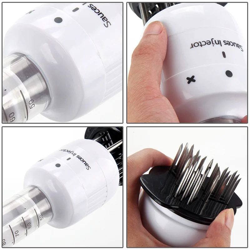 

2021 Stainless Steel Meat Marinade Injector Barbecue Seasoning Injectors Meat Tenderizer Kitchen Gadgets BBQ Cooking Tools