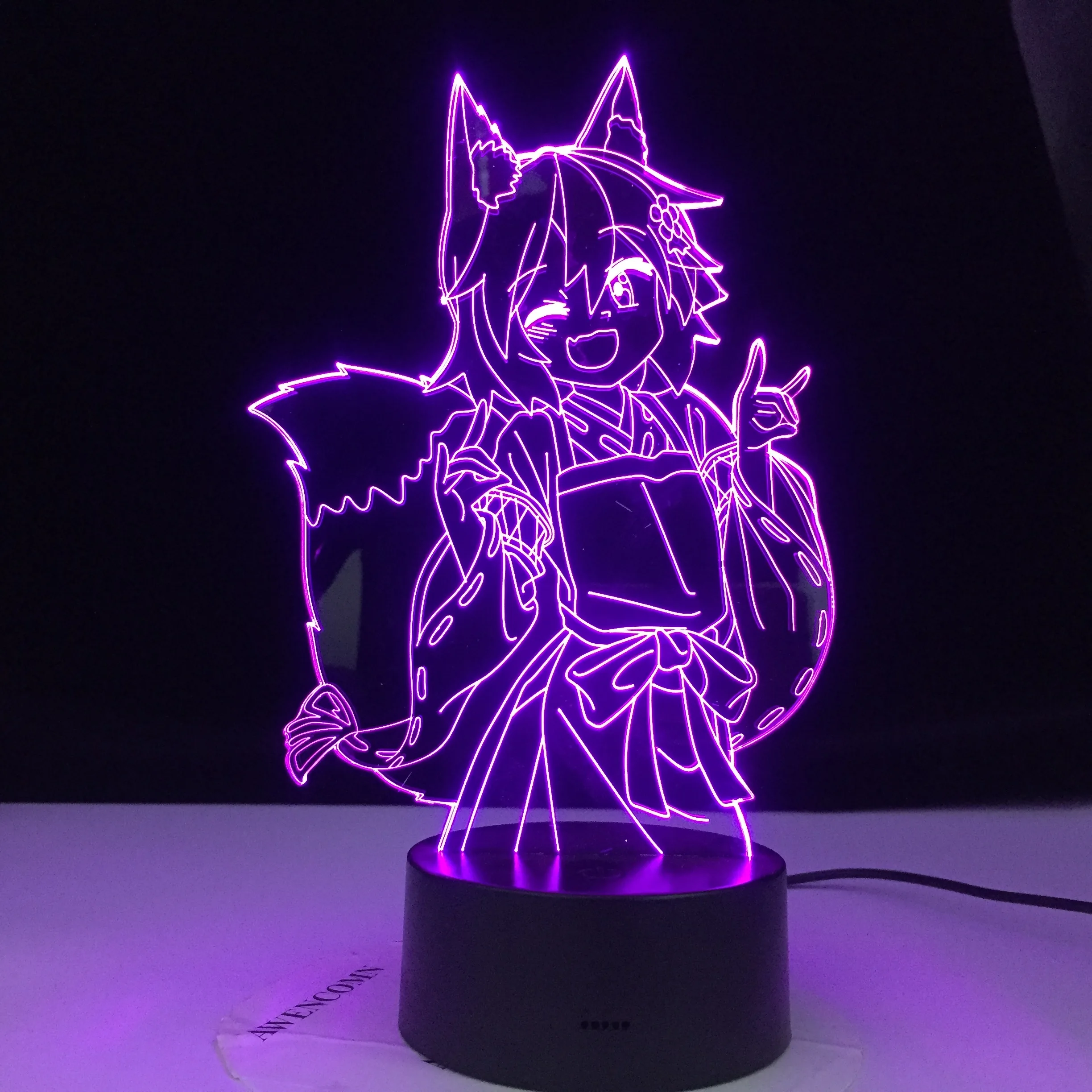 3d ночник Senko San с изображением полезной лисы изменением цветов ночсветильник