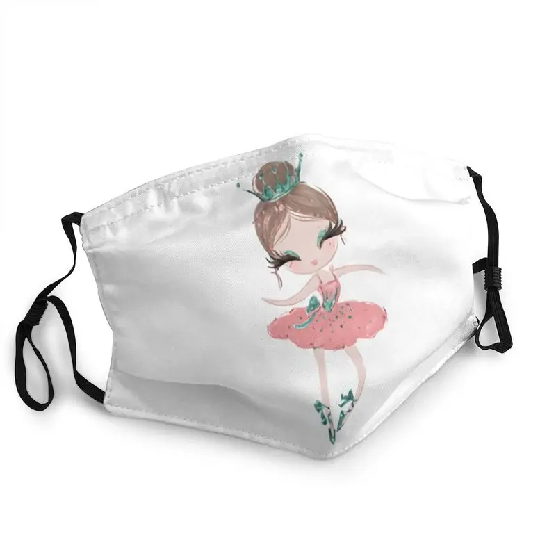 

Cartoon Style Ballet Dancer Non-Disposable Unisex Adult Ballerina Face Mask Dustproof Protection Cover Respirator Mouth Muffle
