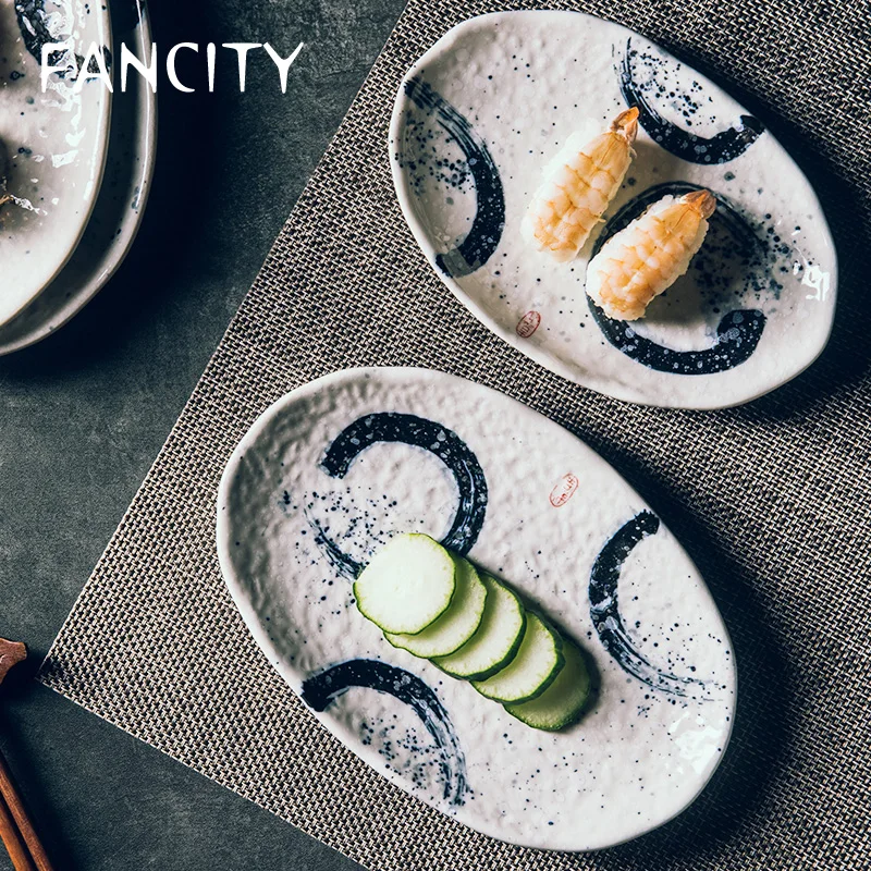 FANCITY креативная Дэн-образная пластина эллиптическая керамическая плоская