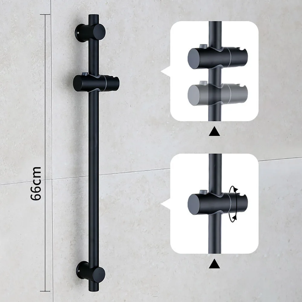 stainless steel black bath sliding bar wall mounted adjustable rail bathroom accessories handheld shower head rod free global shipping