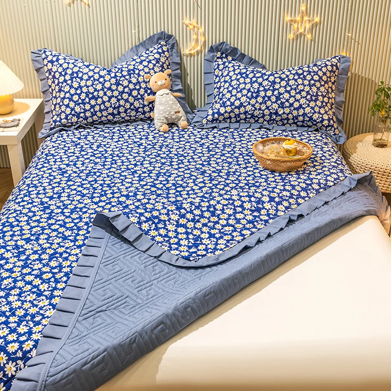 

Хлопковый утолщенный стеганый чехол для матраса, дышащий чехол для кровати с маргариткой, мягкая натяжная простыня, тисненый защитный матр...