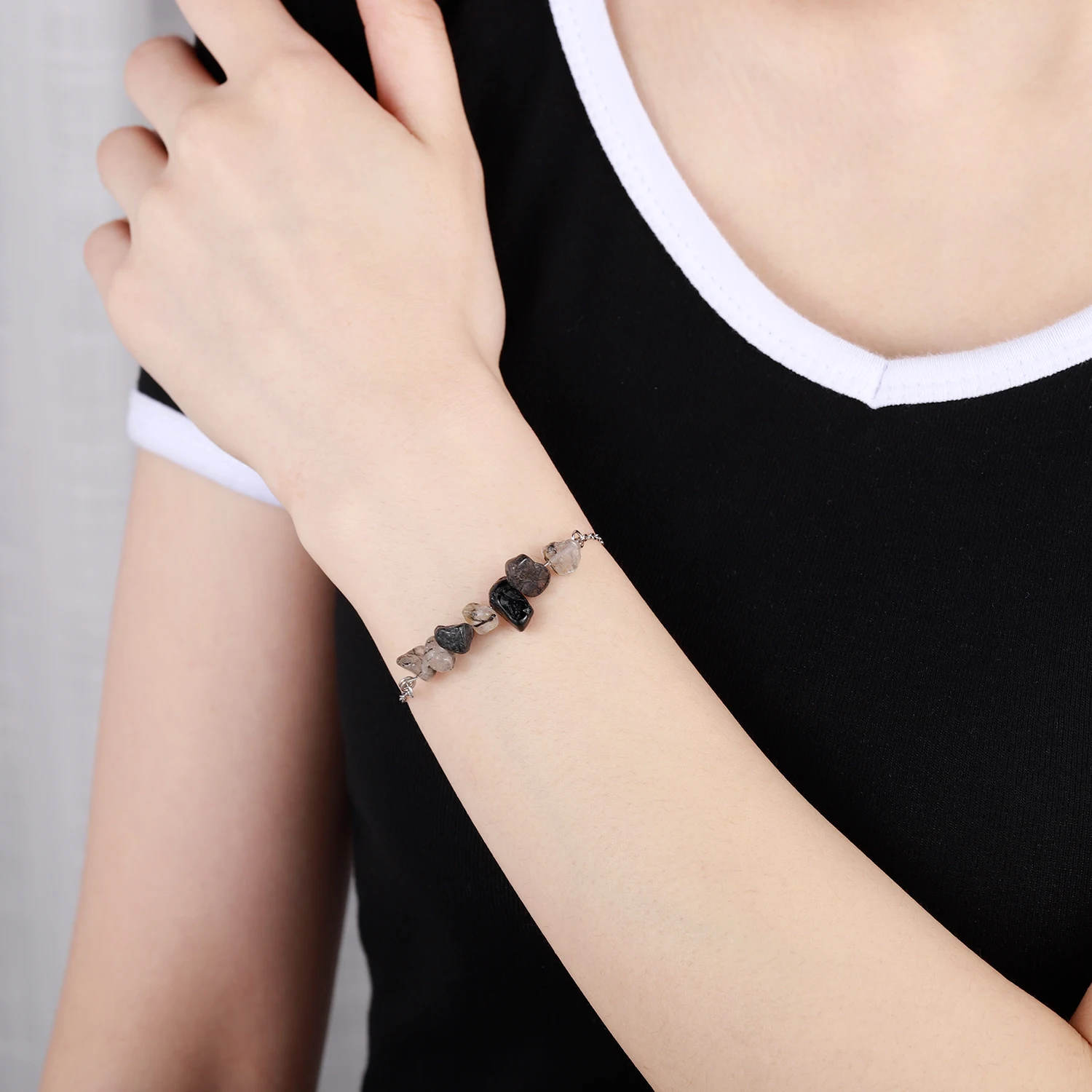 Натуральный черный браслет Quaitz необработанный женский из сердолика лечебные