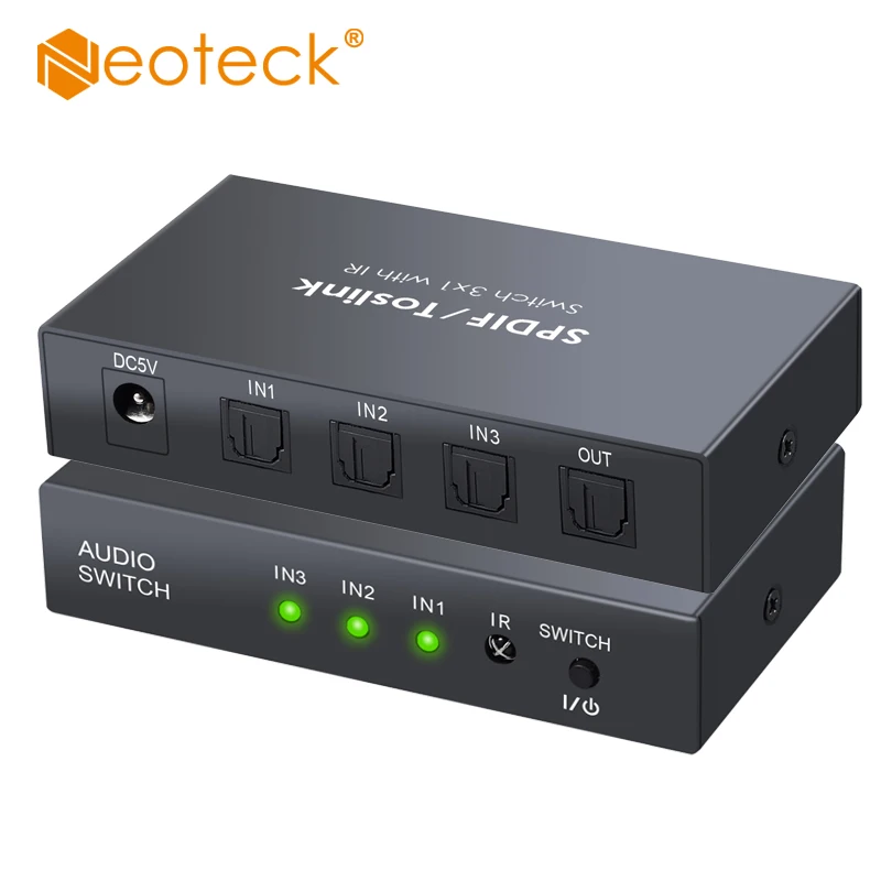 Neoteck 3x1 Цифровой оптический аудио переключатель SPDIF Toslink с ИК пультом