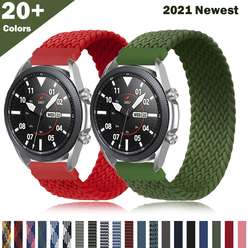 

20mm 22mm strap for Samsung Galaxy watch 3 46mm 42mm active 2 40mm 44mm Gear S3 Braided Solo Loop bracelet Huawei GT2 Pro band
