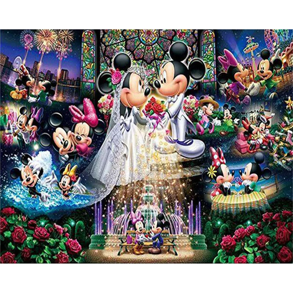 

Disney Diamond Painting Mickey Mouse Wedding Full Circle Embroidery Picture With Rhinestone Set Home Decoration Gift