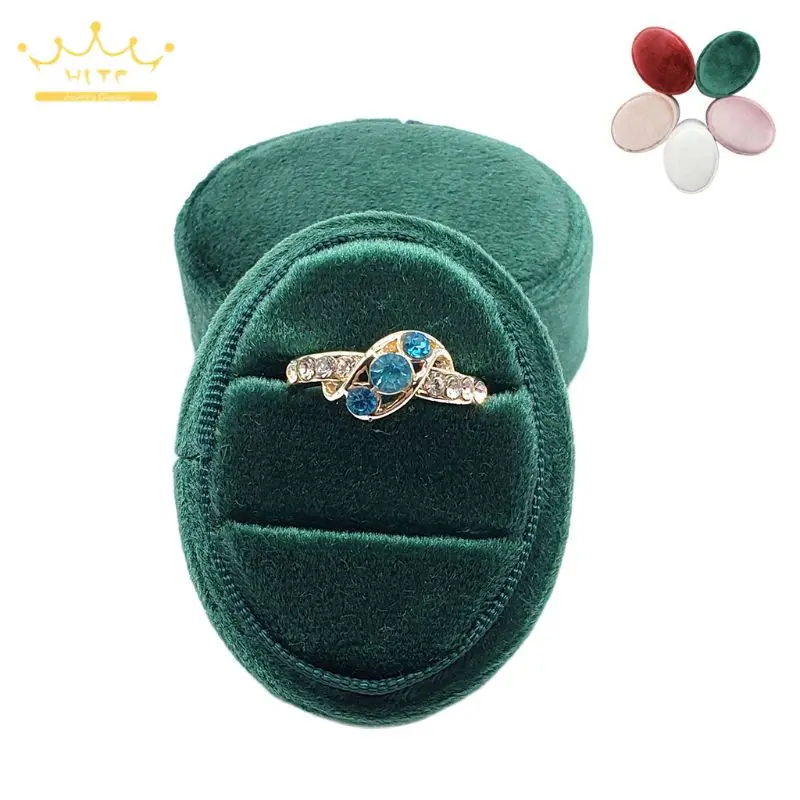 

Wedding Ceremony Rings Box Jewelry Packaging Box Ring Container Velvet Double Ring Box Oval Gift Box