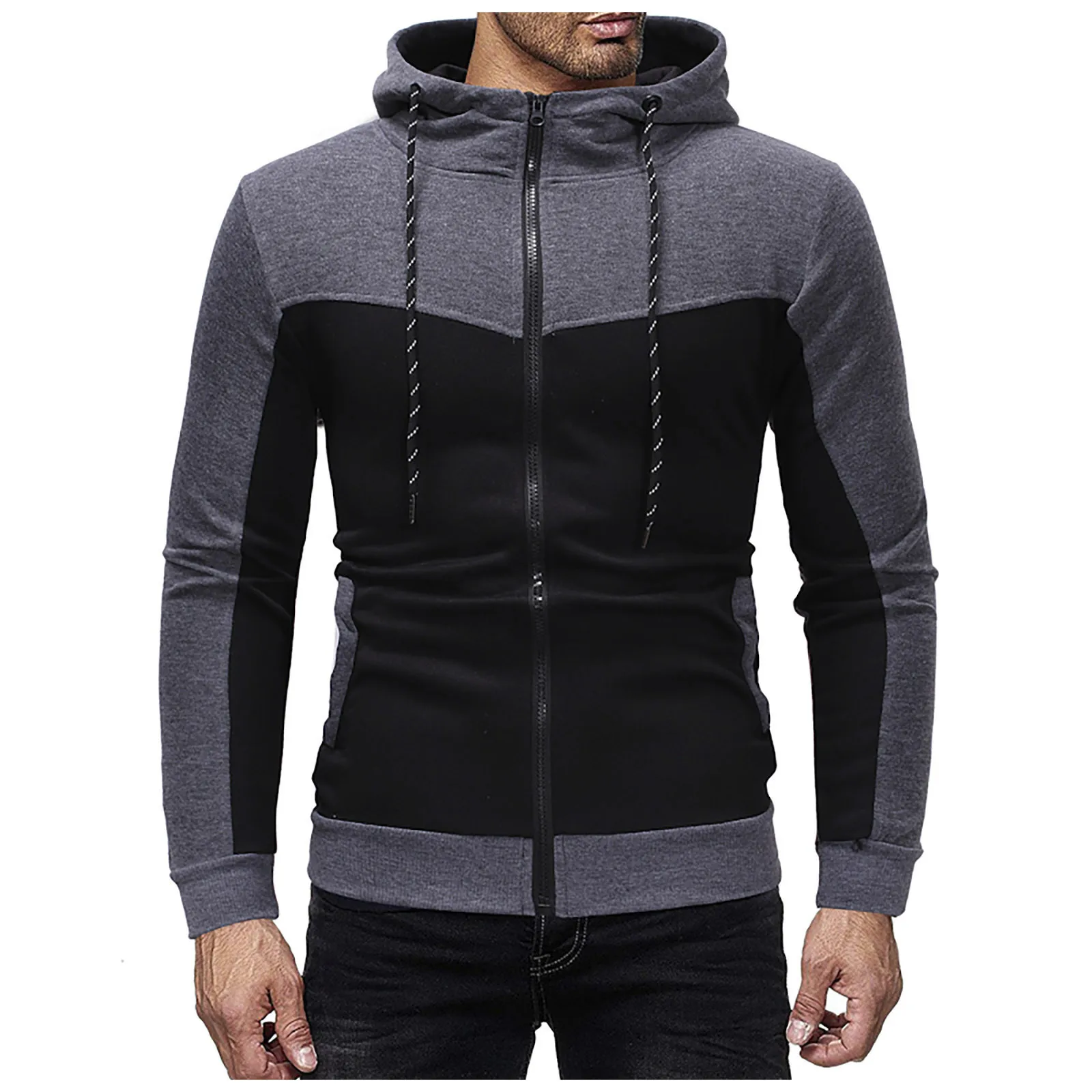 

Мужские спортивные куртки с капюшоном, пальто, красивая Популярная мода, осенне-зимнее теплое пальто на молнии с длинным рукавом, свободная ...