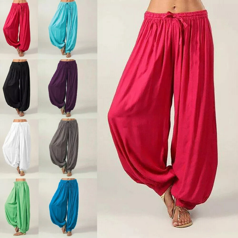 

Hot Women Ali Baba Pants Aladdin Afghan Elastic Genie Hippy Jumpsuit Cotton Harem Loose Casual Ladies Trousers Dance Yoga Pants