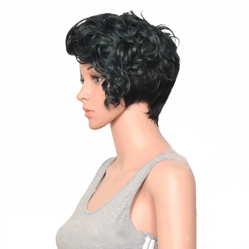 HAIRJOY женский специальный смешанный цвет боковая часть короткий кудрявый синтетический парик для волос