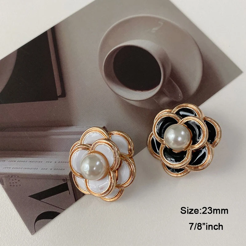 

5pcs/lot Size:23mm Hot Popular Style Pearl Camellia Flower Buttons Metal Shank Button for DIY Apparel Sewing Decoration(SS-2630)