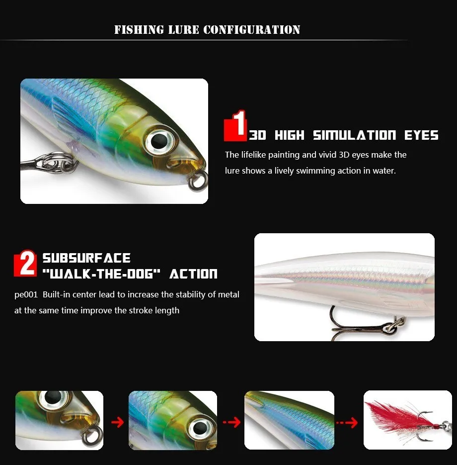 Водяной воблер 12/7 2 г приманка для рыбалки карандаш прогулок с собаками окуня и