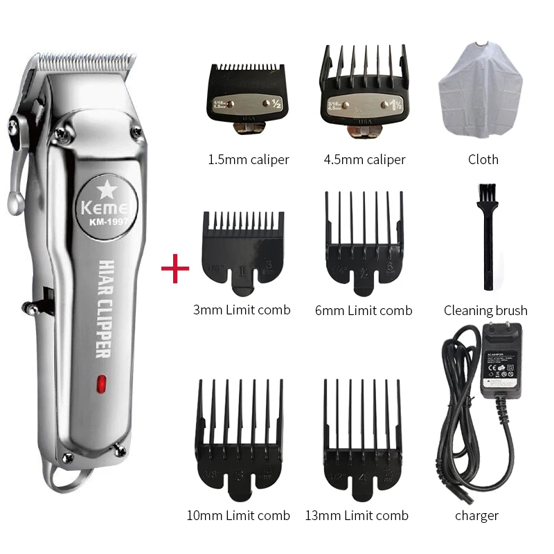 KEMEI Professional waterproof hair trimmer RechargeableLow Noise Electric hair clipper men beard electric cutter