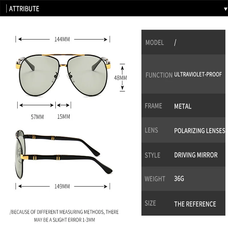 

Nuevas gafas de sol polarizadas fotocromticas, espejo de sapo para hombre, gafas de sol para conduccin diurna y nocturna, gafa