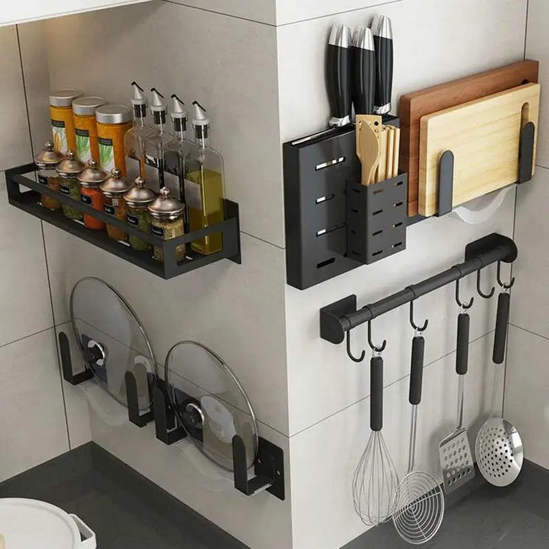 Расписная кухонная полка для хранения посуды из нержавеющей стали ножей крышки