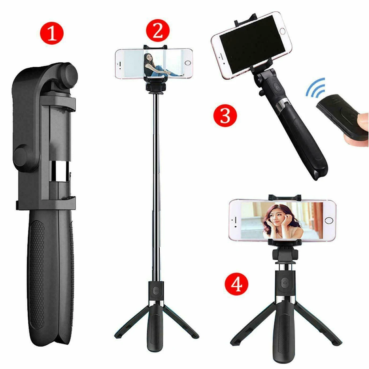 

Anti-Shake Smartphone Handheld Gimbal Stabilizers Selfie Stick Tripod BT Wireless Bluetooth Remote Control Extendable Foldable