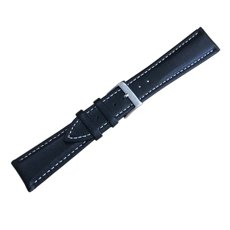 Ремешок для часов T039417 серебристая пряжка и черный браслет из натуральной кожи 22