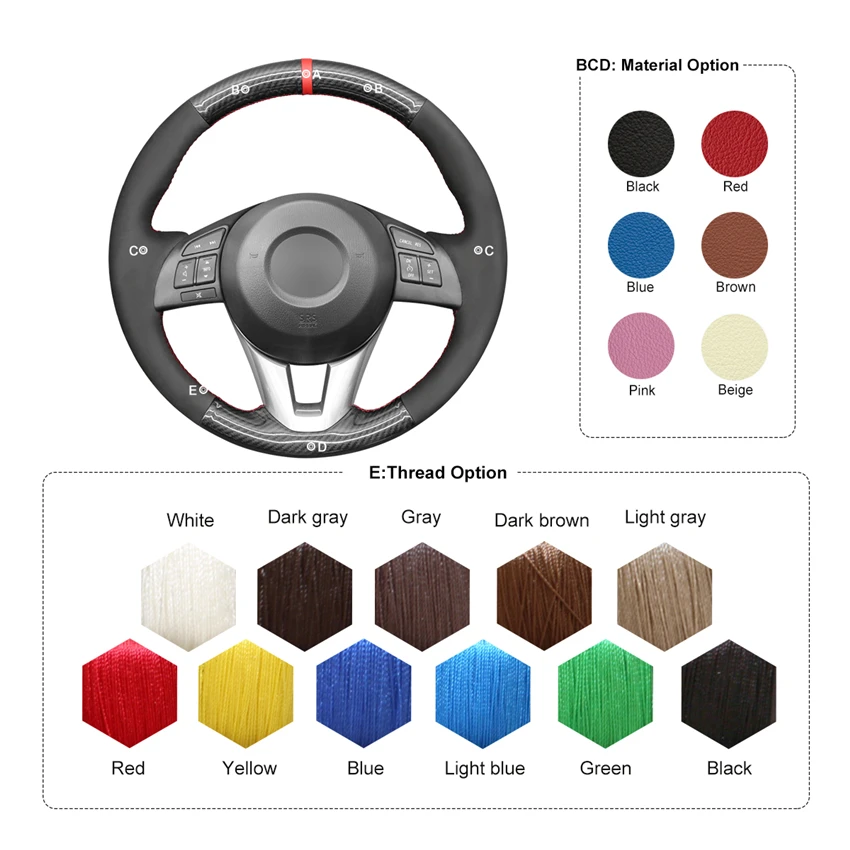 

MEWANT Black PU Carbon Fiber Steering Wheel Cover for Mazda 3 Axela Mazda 6 Atenza Mazda 2 CX-3 CX-5 Scion iA Toyota Yaris iA