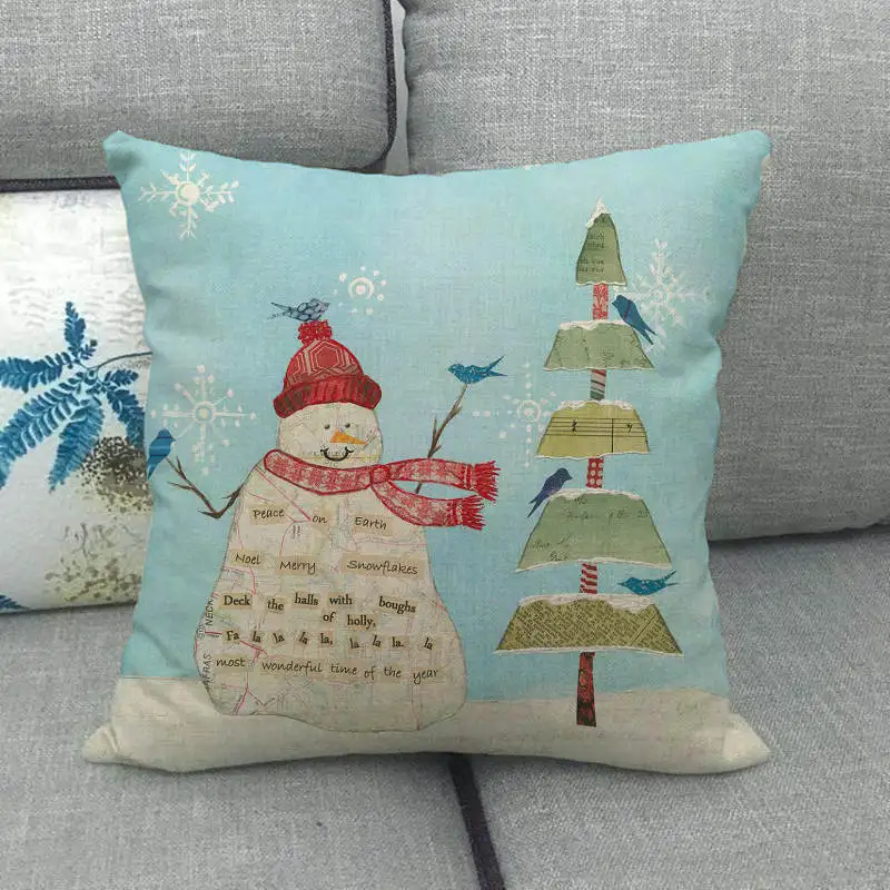 Льняные/Хлопковые наволочки в виде снеговика 45 х45 см | Дом и сад