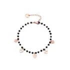 Браслет-цепочка женский из нержавеющей стали, Ювелирное Украшение с подвеской в виде сердца с черными кристаллами и бусинами, хороший подарок на вечеринку