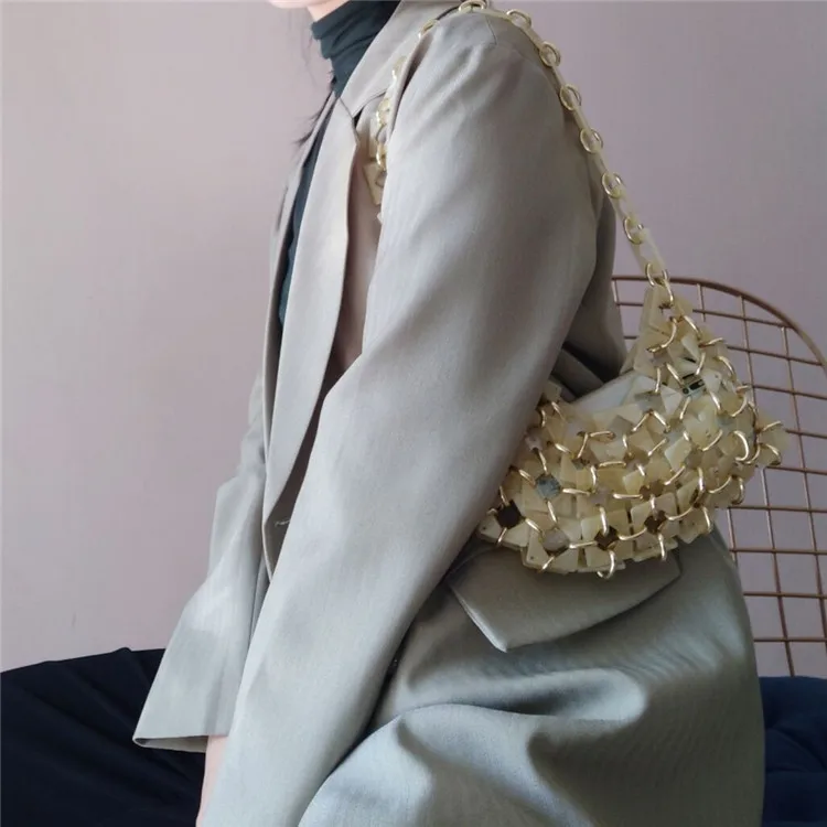 

Brand Fashion New Women Messenger Bag Handbags Elegant Evening Bags Weave Acrylic Casual Clutch Evening bag Hollow out