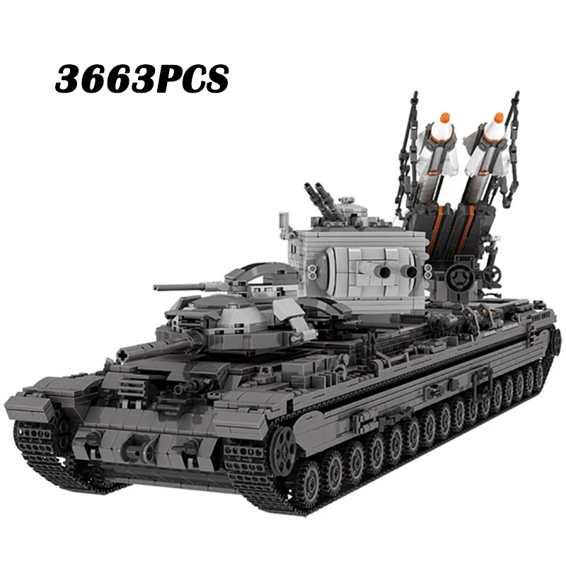 

KV-2 Heavy Panzer Tank Toys for Boys WW2 Military Series Tank Bricks Building Blocks Missile Car XB06006