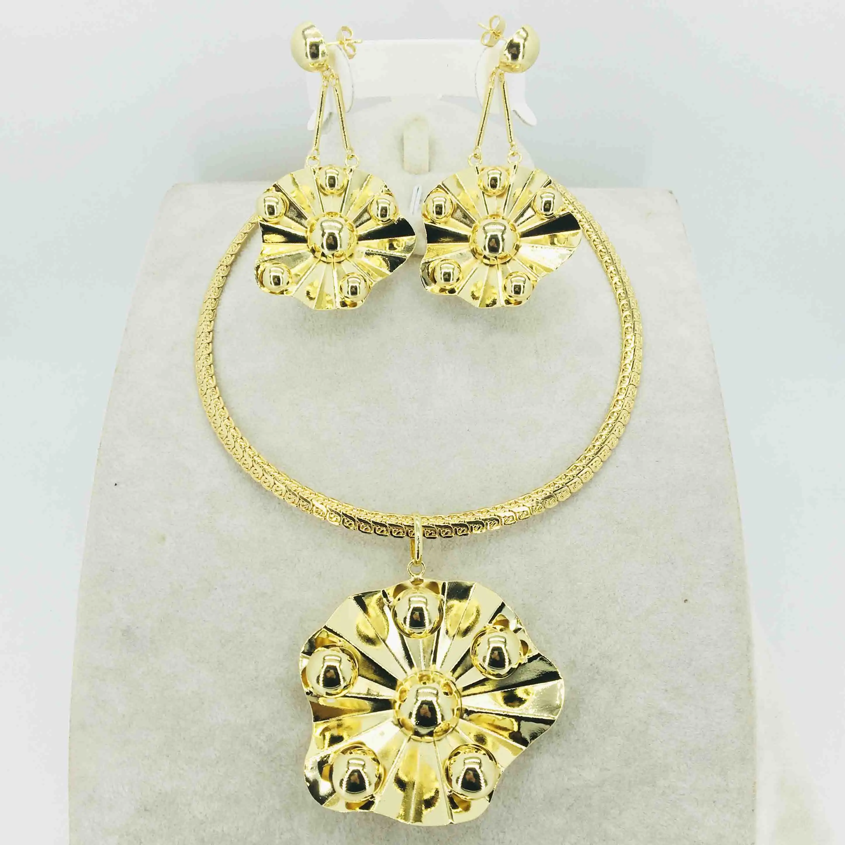 Модные женские ювелирные наборы из Дубая золотого цвета с африканскими бусинами