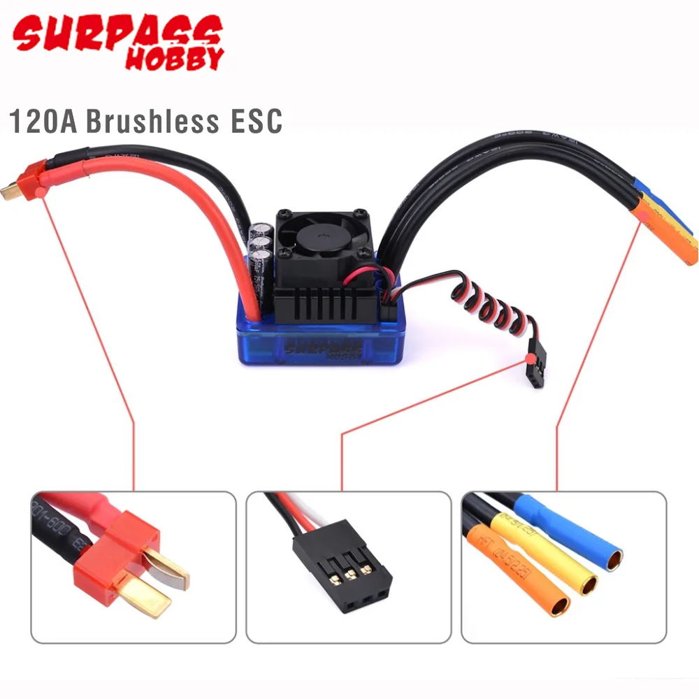 Бессенсорный бесщеточный двигатель RC 4076 2000KV с 120A ESC и программной картой для 1/8