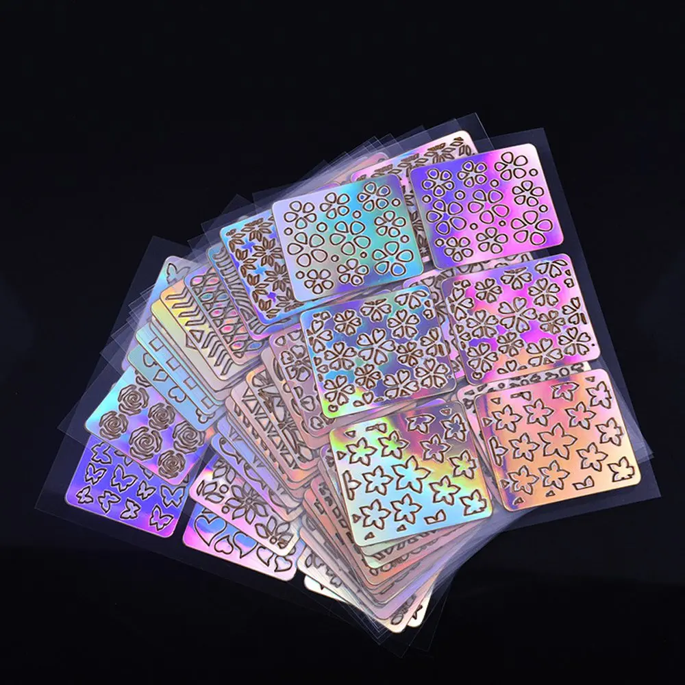 12 листов/Набор сделай сам переводная наклейка для ногтей Лазерная Серебряная