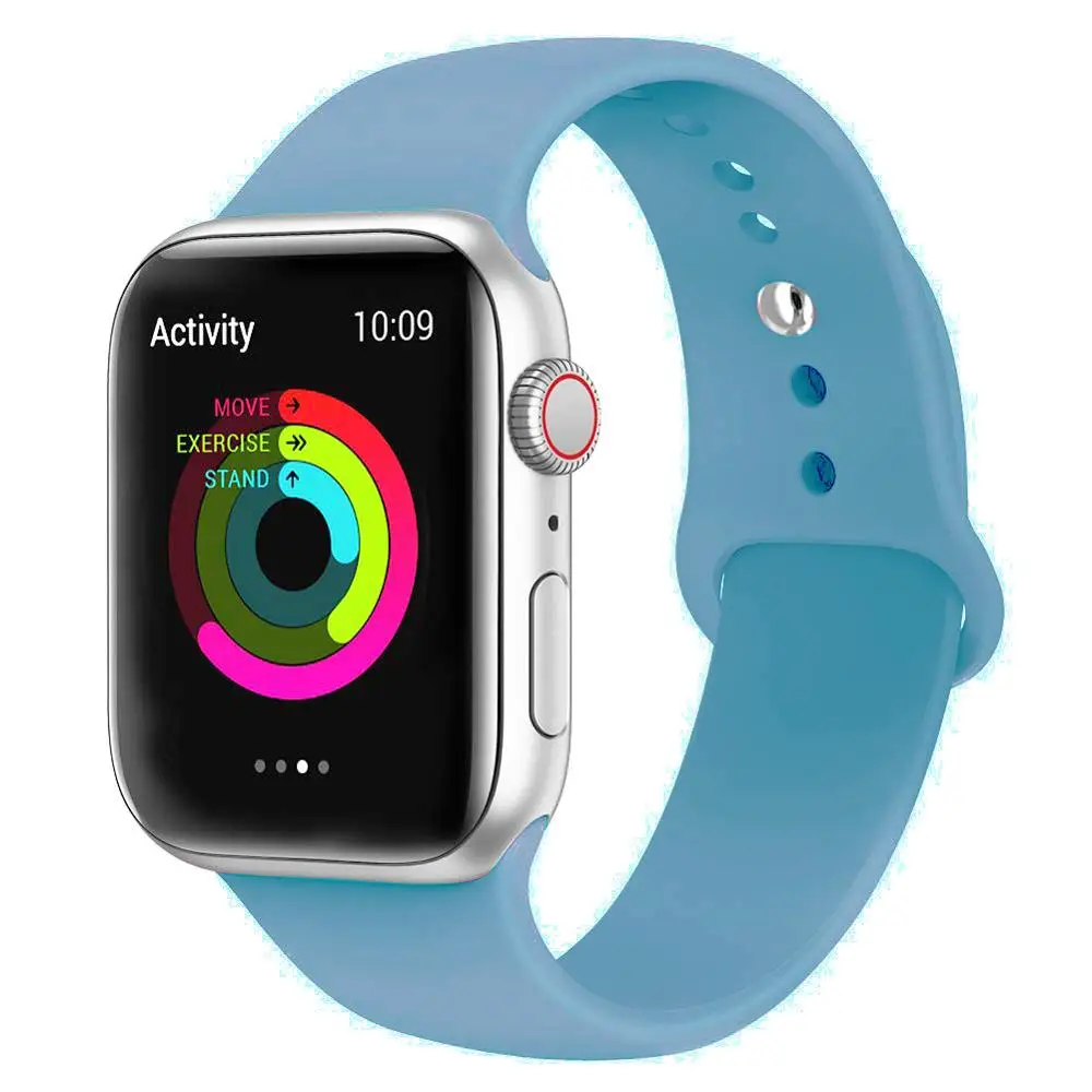 Cornflower Силиконовый ремешок для наручных часов Apple Watch, 42 мм, 38 мм, Версия 44 мм 40 мм резиновый браслет Ремешки черный ремешок наручных часов Iwatch серии 5/4/3/2/1 браслет - Цвет ремешка: Cornflower
