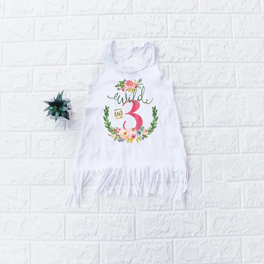 

Custom Third Birthday Fringe Dress, Wild and Three Birthday Dress, Hippie Clothes, 3rd Birthday Girl Dress,Boho Baby Clothes