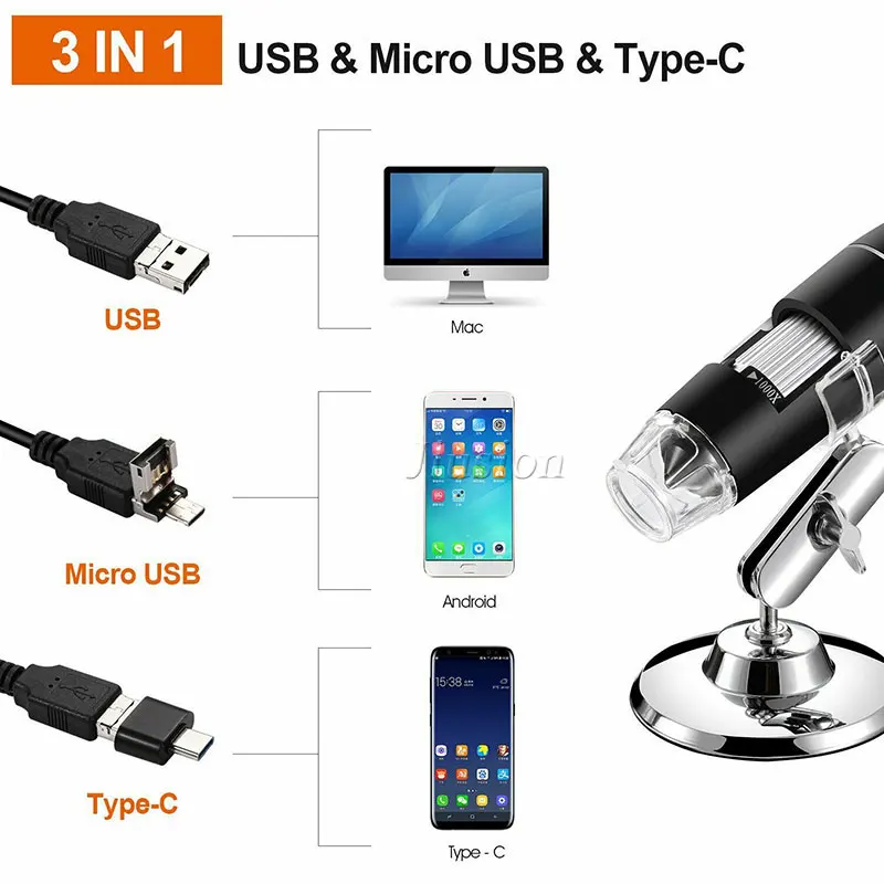 40X-1000X Magnifier 8 LED Microscope Digital Mini Camera Handheld USB Video Endoscope Micro Cam School Numerique Electronique |